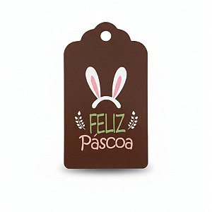Tag Feliz Páscoa Marrom - 10 unidades - Massai - Rizzo