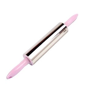 Rolo de Massa Inox Cabo Plástico - Rosa - 1 unidade - Fratelli - Rizzo Confeitaria