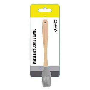 Pincel em Silicone e Bambu Cinza 21,5 cm Cinza - 1 unidade - Mimo Style - Rizzo Confeitaria