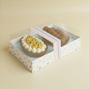 Caixa Dois Ovos de Colher PP 50/100g Branco Tampa Transparente - 06 Unidades - Festcolor - Rizzo