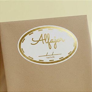 Adesivo "Alfajor com Validade" - Ref.2018 - Hot Stamping - Dourado - 100 unidades - Stickr - Rizzo