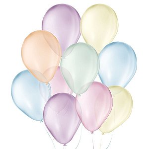 Balão de Festa Látex Cristal Baby - Sortido - 25 Unidades - Balões São Roque - Rizzo