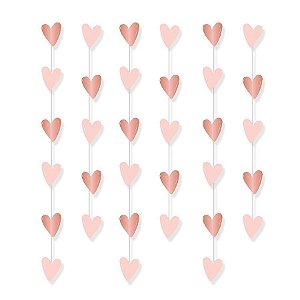 Cortina Decorativa Rose Gold Romântico em 6 cordões - 1 unidade - Cromus -