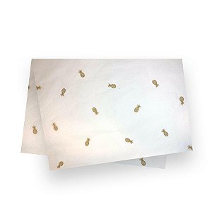 Papel Seda Abacaxi Branco/Ouro - 49x69cm - 10 Unidades - Cromus - Rizzo Confeitaria