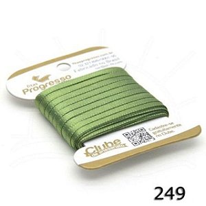 Fita em Cetim - Cor 249 Verde Militar - 10 m x 4 mm - 1 unidade - Fitas Progresso - Rizzo Confeitaria