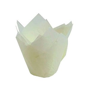 Forma Tulipa Forneáveis Branco - 25 Unidades - Ecopack - Rizzo Confeitaria