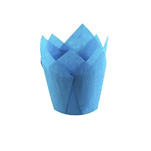 Forma Tulipa Forneáveis Azul - 25 Unidades - Ecopack - Rizzo Confeitaria