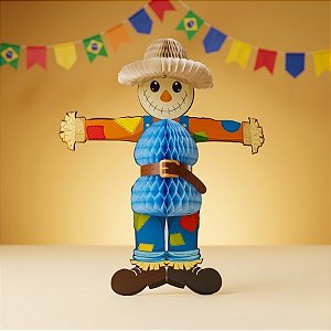 Enfeite de Papel Seda - Espantalho São João - 60cm - 1 Unidade - Girotoy - Rizzo
