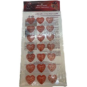 Blister Decorado com Transfer Para Chocolate - Coração - Eu Te Amo / Love - BL0014 - 01 Unidade - Stalden - Rizzo