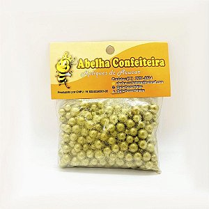 Mini Confeito - Pérolas Dourada G - 60 gramas - Abelha Confeiteira - Rizzo