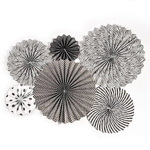 Enfeite Decorativo Leque Liso - Preto - 06 Unidades - Art Lille - Rizzo