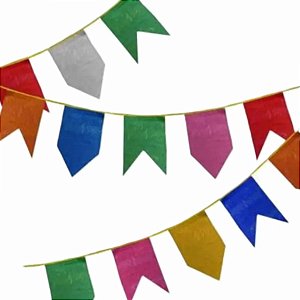 Bandeirinha de Festa Junina de Plástico 10 Metros - Multicolorido Ref. 0024 - Real Seda - Rizzo
