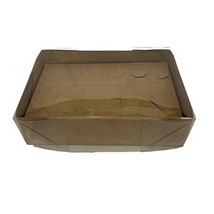 Caixa c/ Tampa Transparente Garrafa ou Lata + Doces - cor:Kraft - 01 unidade - Ideia Embalagens - Rizzo Confeitaria