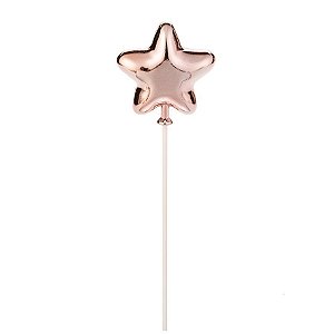 Topo De Bolo Estrela Rose Gold - HA269 - 1 unidade - Silver Plastic - Rizzo Confeitaria