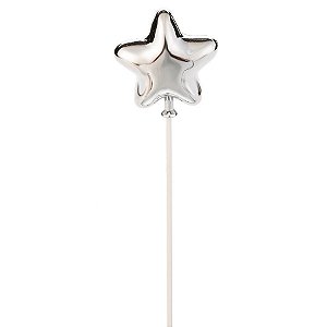 Topo De Bolo Estrela Prateada - HA268 - 1 unidade - Silver Plastic - Rizzo Confeitaria