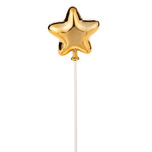 Topo De Bolo Estrela Dourada - HA267 - 1 unidade - Silver Plastic - Rizzo Confeitaria