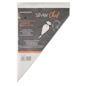 Saco De Confeitar Descartavel Medio  - FT286 - 100 unidades - Silver Plastic - Rizzo Confeitaria