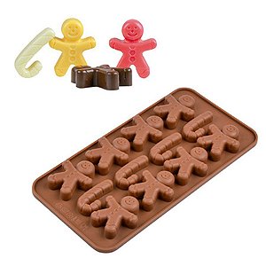 Molde De Silicone Chocolate - Bonecos e Bengala Doce - FT157 - 1 unidade - Silver Plastic - Rizzo Confeitaria