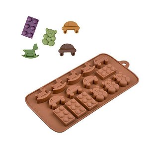 Molde De Silicone Chocolate - Brinquedos de criança - FT153 - 1 unidade - Silver Plastic - Rizzo Confeitaria