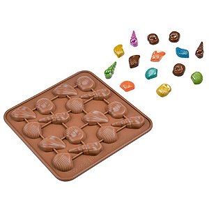 Molde De Silicone Chocolate - Conchas Sortidas - FT140 - 1 unidade - Silver Plastic - Rizzo Confeitaria