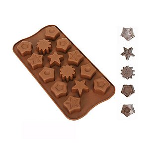 Molde Silicone Chocolate - Estrelas - FT001 - 1 unidade - Silver Plastic - Rizzo Confeitaria