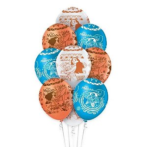 Balão Latex Premium - 12 Pol. - Moana - 10 unidades - Regina - Rizzo Confeitaria