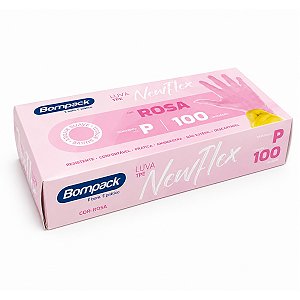 Luva Descartável TPE NewFlex Rosa P  - 100 unidades - Bompack - Rizzo