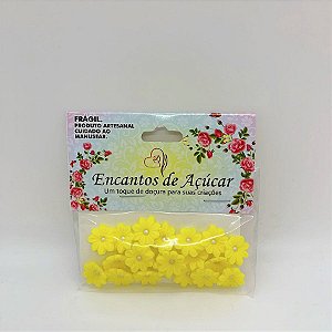 Confeito de Açúcar Flor Margarida Amarela M - 20 Unidades - Encantos de Açúcar - Rizzo