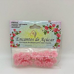 Confeito de Açúcar Flor Margarida Rosa M - 20 Unidades - Encantos de Açúcar - Rizzo