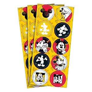 Adesivo Redondo Decorativo Festa Mickey Fãs - 30 unidades - Regina - Rizzo