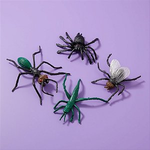 Kit Insetos (Aranha, Mosca, Gafanhoto, Formiga) - 4 Unidades - Rizzo