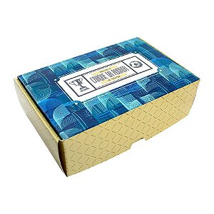 Caixa para Doces tipo Practice Azul e Bege "Craque da Rodada" - 6 doces - 10 unidades - Ideia - Rizzo