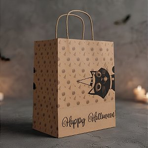 Sacola Ecológica Kraft Para Lembrancinhas - "Happy Halloween" - 10 unidades - Ideia - Rizzo