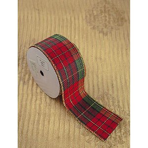 Fita Decorativa - Xadrez Vermelho/Verde - 6.3cm x 9.14m - Cod.FT320 - 1 unidade - Rizzo Confeitaria