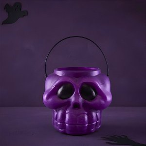 Cesta Cabeça de Esqueleto Kids Roxa de Halloween - 1 Unidade - Rizzo Confeitaria