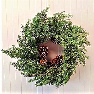 Guirlanda Decorativa Folhas e Pinhas - Verde/Marrom - 60 cm - 01 unidade - Cromus - Rizzo