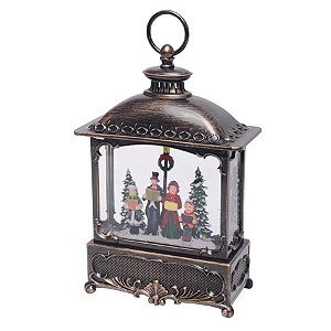 Lanterna Decorativa de Natal - "Lanterna Natalina com Pessoas e Neve" - 1 Unidade - Cromus - Rizzo