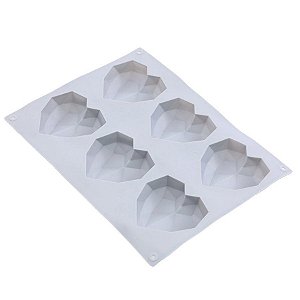 Forma de Sílicone Mini Coração Cristal (22 x 16,7 x 2,5 cm) - 6 Cavidades - 1 Unidade - Cromus Allonsy - 1 unidade - Rizzo Confeitaria