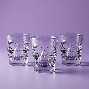 Kit Copo de Shot Caveira de Vidro Transparente - 6 Unidades - Rizzo