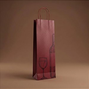 Sacola para Garrafa de Vinho - Bordô - Ref. 6444 - 13,5x8x39cm - 10 unidades - WMA - Rizzo