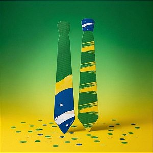 Gravata de Papel Brasil Copa do Mundo - 8 unidades - Festcolor