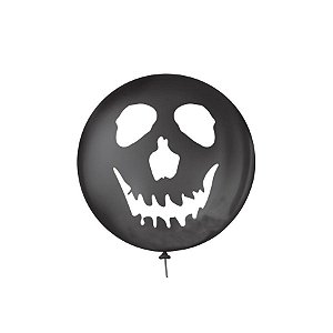 Balão 5'' Decorado Caveira Preto Ebano e Branco - 15 unidades - São Roque - Rizzo Confeitaria