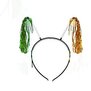 Tiara Rafia Pom Pom - Verde Amarelo - 11,5cm x 20cm - 1 unidade - Rizzo