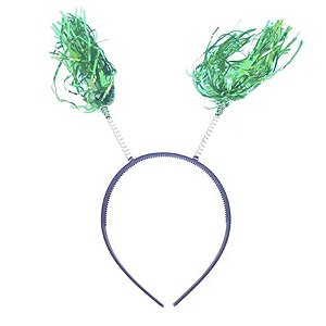 Tiara Rafia Pom Pom - Verde 11,5cm x 20cm - 1 unidade - Rizzo