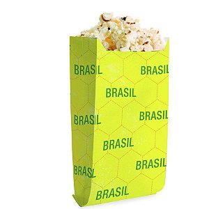 Saquinho De Pipoca - Vai Brasil G - 8cm x 14cm - 50 unidades - Cromus - Rizzo