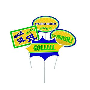 Plaquinhas Divertidas Sortidas para Foto - Festa Brasil - 8 unidades - Cromus - Rizzo