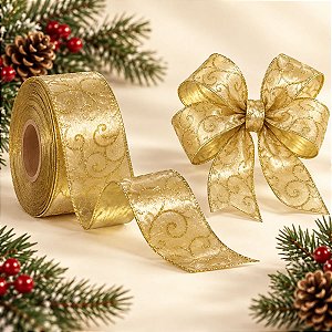 Fita Arabesco Decorativa Nude e Dourado - 1 unidade - Cromus - Rizzo