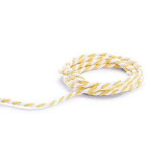 Cordão Decorativo com Listras - Amarelo/Branco - 3 cm x 500 cm - 1 unidade - Cromus - Rizzo Confeitaria