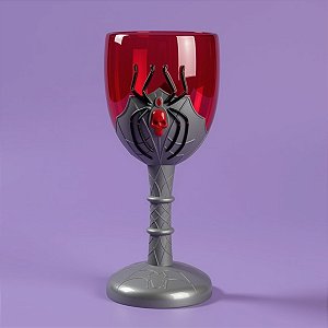 Taça Halloween - Vermelho com Cinza - Caveira com Aranha - 250ml - 1 unidade - Rizzo