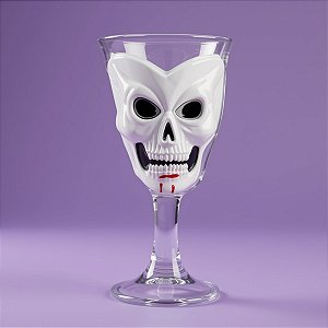 Taça Halloween - Branca com Transparente - Caveira - 250ml - 1 unidade - Rizzo